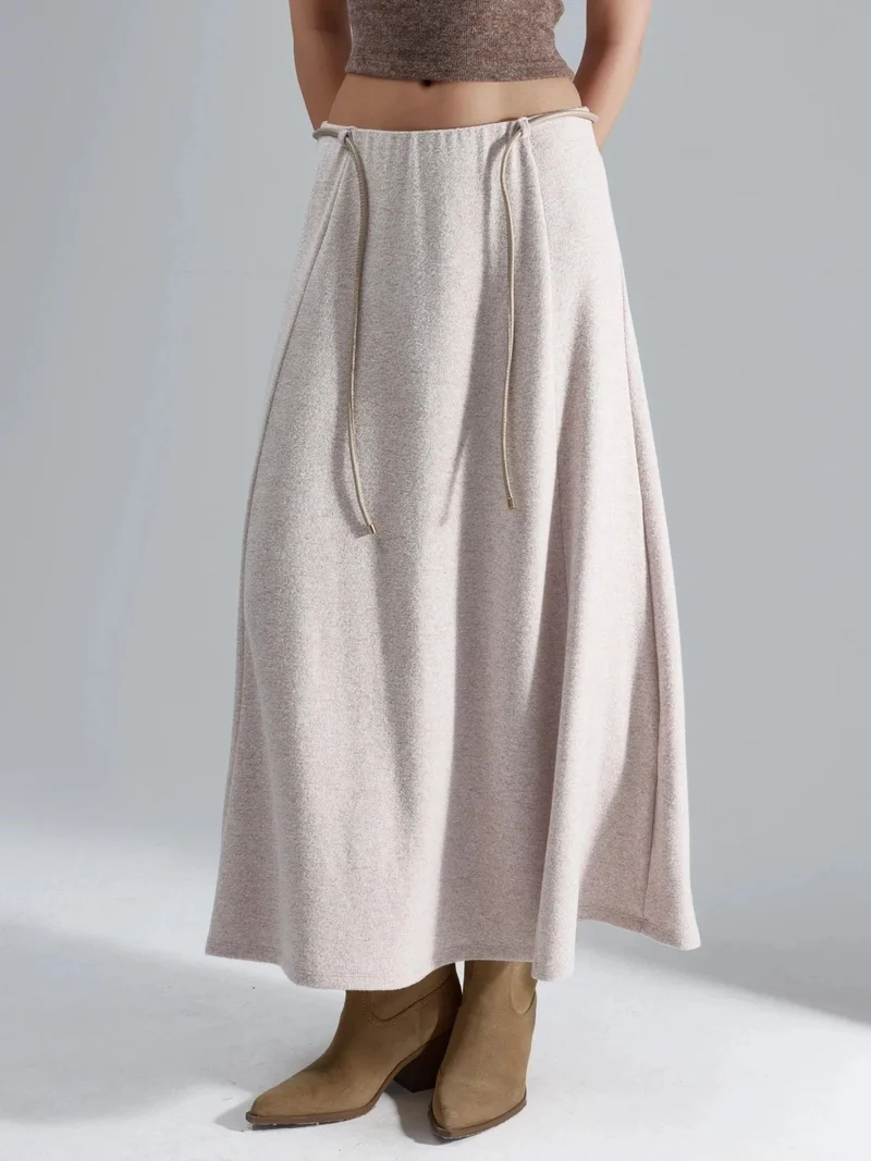 بوسيم BUSEM Textured Maxi Skirt with Tie Detail